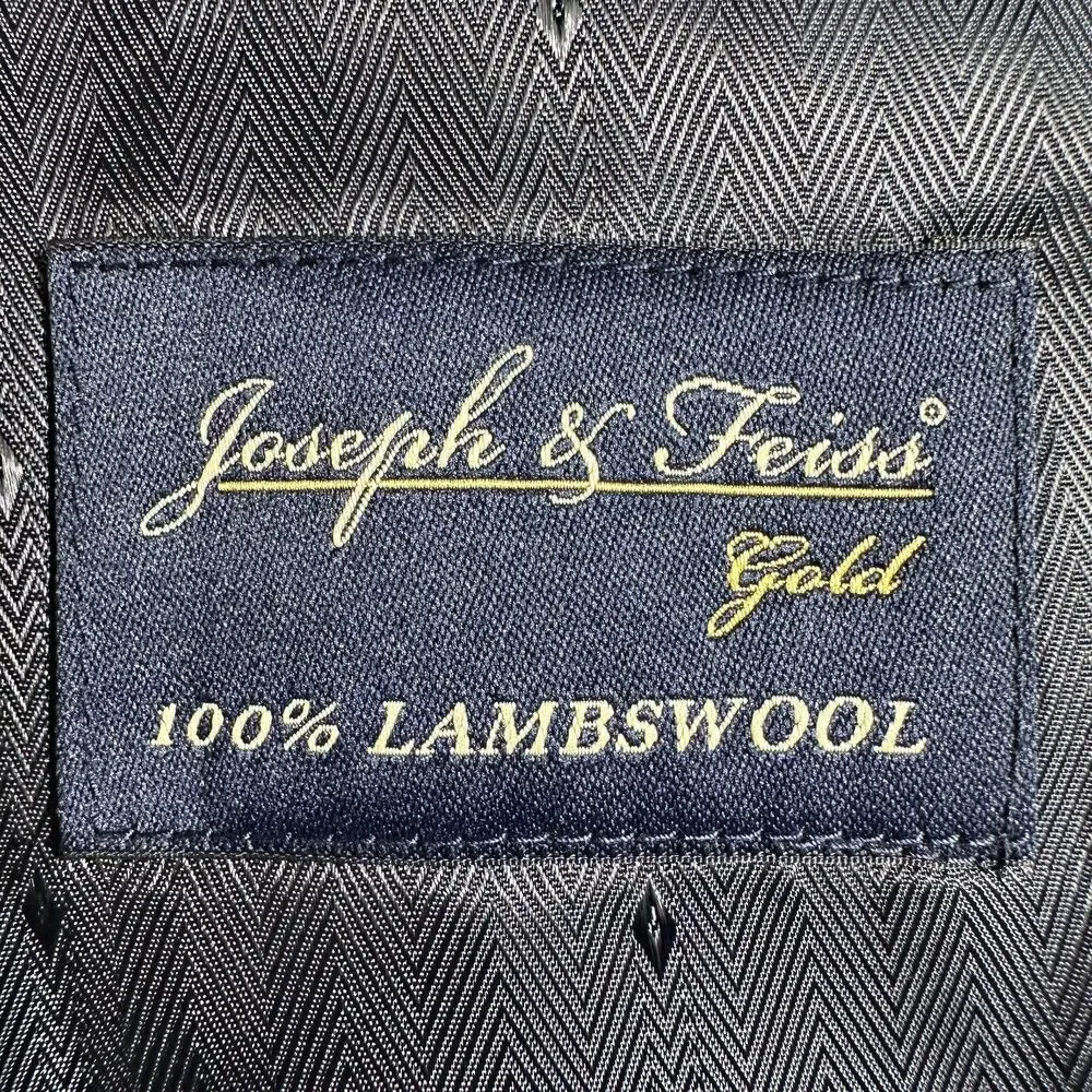 JOSEPH & FEISS Mens Blazer 44L WOOL Navy Sport Coat Two Button Jacket Windowpane